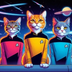 Uniformed Feline Explorers: AI-Generated Cats in Starfleet Attire