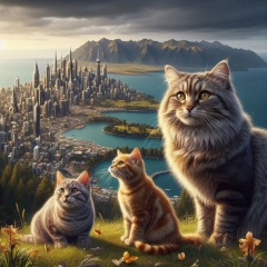 Enchanting Felines of New Zealand: Photorealistic and Cinematic AI-Generated Image