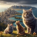 Enchanting Felines of New Zealand: Photorealistic and Cinematic AI-Generated Image