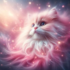 Whimsical Fantasy: Ultra HD Image of a Delicate Fluffy Pink Fur Cat