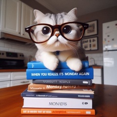  Exhausted Cat in Glasses: Monday Blues in the Kitchen