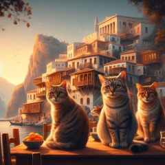 Feline Majesty: Photorealistic Cats of Greece in Cinematic Detail