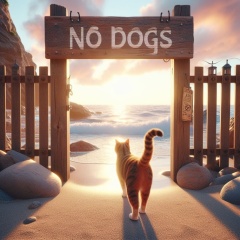 Sunset Serenity: Cat's Beach Adventure at the No Dogs Entrance