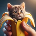  Surprised Kitten Emerges from Banana Peel