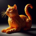 Citrus Feline: AI Generated Art of a Cat Made from Orange Peels