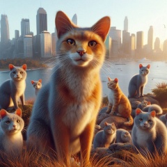 Multiplicity in Motion: Photorealistic Cats Against Sydney's Skyline