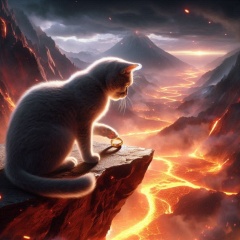 The One Ring's Fate: Cat Guardian at Mount Doom