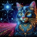 Neon Cat: Geometric Light Painting Art