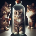 Dramatic Scene: Fearful Cat Trapped in Transparent Bottle as Others Watch in Horror