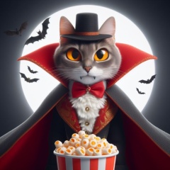 Meow-ning the Count: A Feline Dracula in Pixar Animation Style
