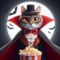 Meow-ning the Count: A Feline Dracula in Pixar Animation Style