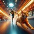 Streaking Pursuit: Mr. Worf Chases an Orange Cat Through USS Enterprise Corridors