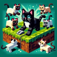 Feline Fun: Minecraft's Playful Cats & Their Mouse Friend
