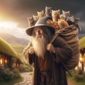 Gandalf's Feline Parade: A Whimsical Journey Through Hobbiton