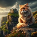 Felines of Éire: A Photorealistic Portrait Amidst Coastal Majesty