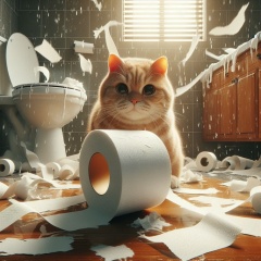 Mischief Unleashed: The Cat's Tale of Toilet Paper Chaos