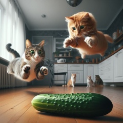 Startling Encounter: Cucumber Chaos in the Kitchen