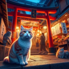 Twilight Harmony: Serene Japanese Cats