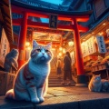 Twilight Harmony: Serene Japanese Cats