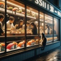 Tokyo Sushi Delight: A Night Scene