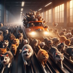 Feline Frenzy: A Hilarious Tunnel Chase with Speeding Cats