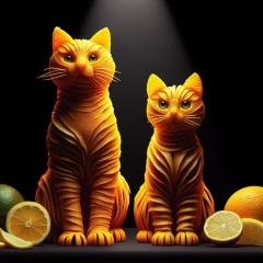 Citrus Cats: A Zesty Encounter in the Spotlight