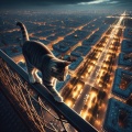 Nightwatch: A Cat's Solitary Stroll atop the Eiffel Tower