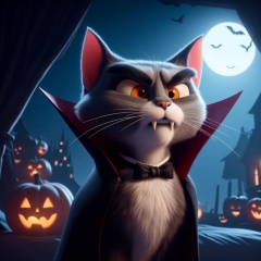 Fang-tastic Feline: Meow-ster of the Night