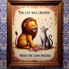 The Sneezed Cat: A Humorous Cartoon Painting