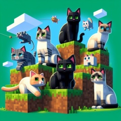 Blocky Bliss: The Playful Cats of Minecraft