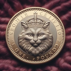 Regal Ruler: King Cat III on British One Pound Coin