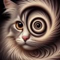 Whiskered Vortex: Surreal Photorealistic Cat Spiral Art