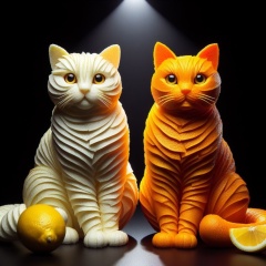 Citrus Kitties: A Zesty Encounter in the Spotlight