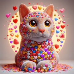 Heartfelt Affection: A Romantic Cat Crafted from Emojis