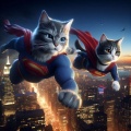 Dynamic Duo: Tabby Supercats Soar Over New York City