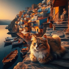 Cinematic Cats of Greece: A Whimsical Tale from the Quaint Hillside Towns