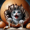 Monstrous Birth: Terrifying Kitten Emerges from HR Giger-Inspired Egg