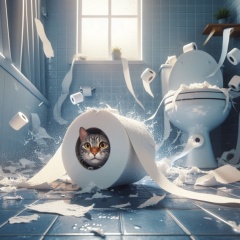 Purr-fect Pandemonium: Toilet Paper Catastrophe Unleashed by Mischievous Cat!