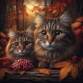 Russian Autumn Serenade: Tabby Cats in a Forest Glade