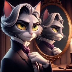 Pixar-Style Dorian Gray: The Feline Portrait of Pride and Hedonism