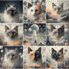 Dreamscapes Within: Surreal Collage Portraits of Cats