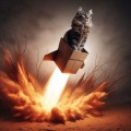 Rocketing Feline: The Wild Leap of a Cat from Cardboard Chaos