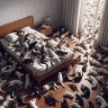 Feline Frenzy: A Surreal Symphony of Cats in a Bedlam of Whiskers