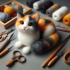 Playful Felted Calico Cat: A Masterpiece of Felting Artistry
