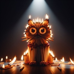 Infernal Feline: A Matchstick Cat's Fiery Fear