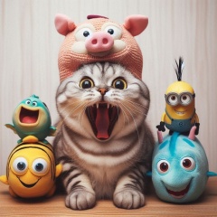 Hilarious Feline Antics: AI-Generated Funny Cat Photo