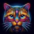 Neon Feline: A Mysterious Futuristic Cat in Geometric Light