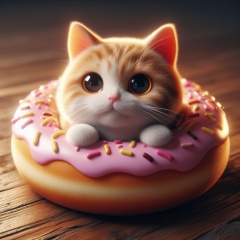 Sweet Serenity: A Photorealistic Cinematic Depiction of a Kitten in a Doughnut