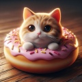 Sweet Serenity: A Photorealistic Cinematic Depiction of a Kitten in a Doughnut