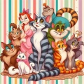 Whiskered Wonders: A Cartoon Gathering of Disney-Esque Cats